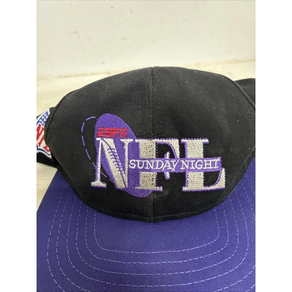 NWT Official ESPN NFL Logo Sunday Night Cap Hat Strapback Black Purple Football